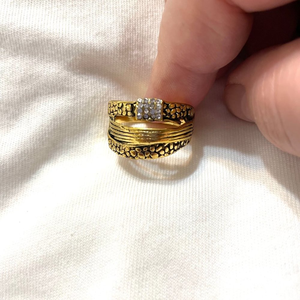 Signature Attached Stacks Ring with Crystals Size 9